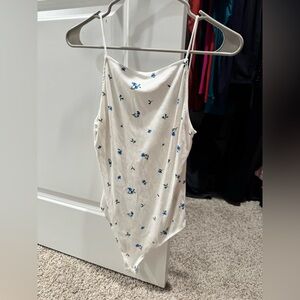 Floral Print White Bodysuit